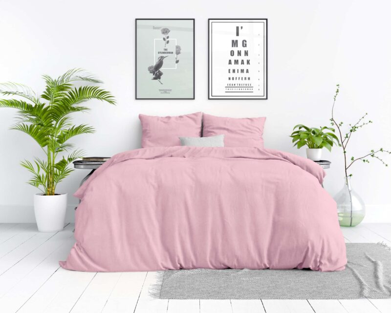 Dekbedovertrek Stone washed Roze - Afbeelding 4