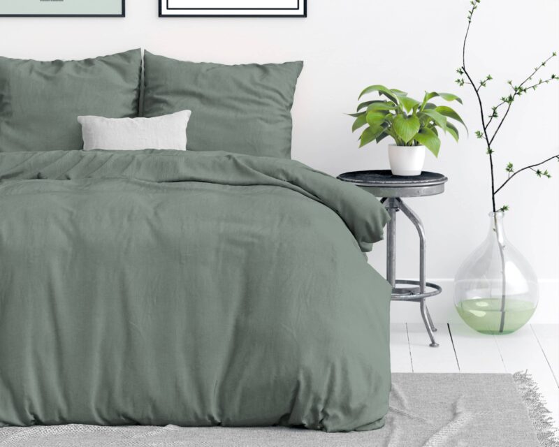 Dekbedovertrek Stone washed Groen