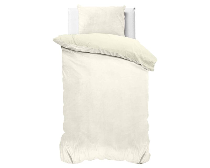 Velvet Uni Dekbedovertrek Creme - Afbeelding 2