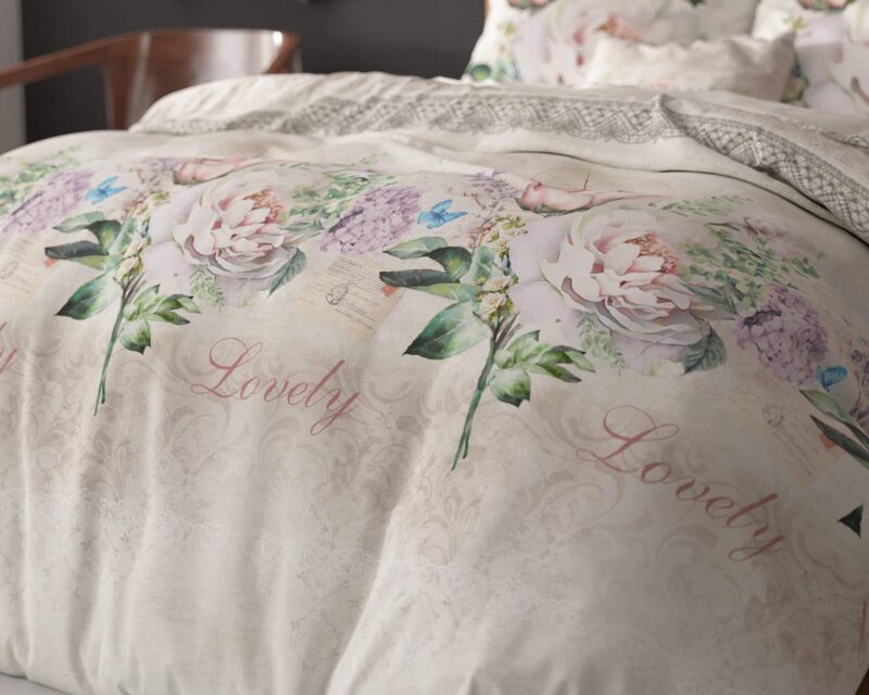 Dekbedovertrek Lovely Flower Beige - Afbeelding 2