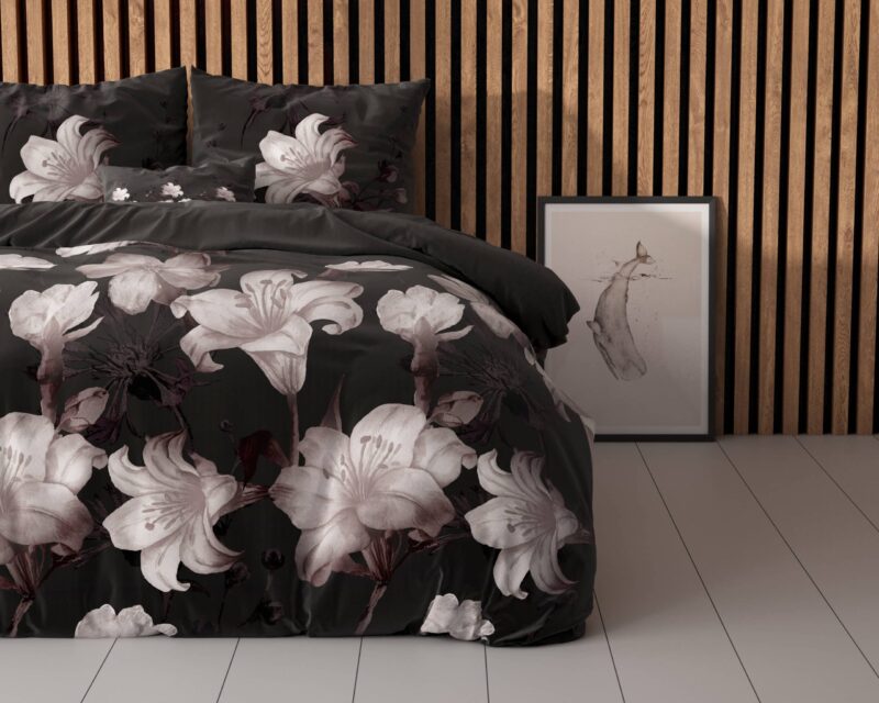 Dekbedovertrek Dark Flower Zwart