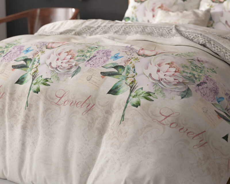 Dekbedovertrek Lovely Flower Beige - Afbeelding 5