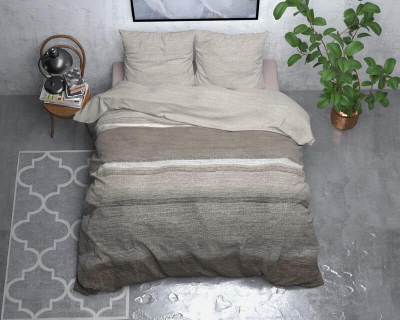 Dekbedovertrek Flanel Stone Stripe Taupe - Afbeelding 2