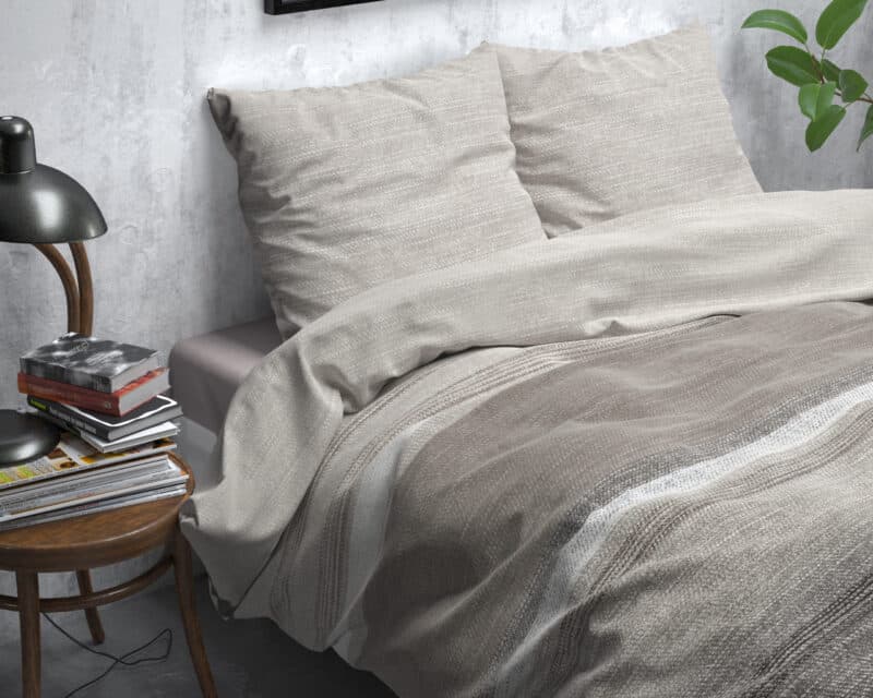 Dekbedovertrek Flanel Stone Stripe Taupe - Afbeelding 3
