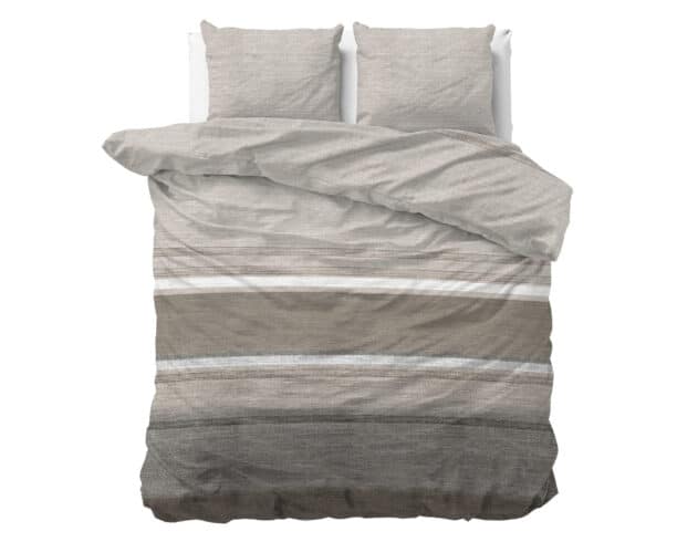 Dekbedovertrek Flanel Stone Stripe Taupe