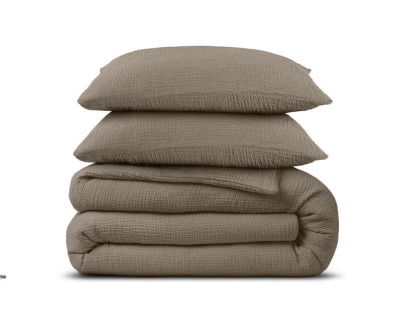 Dekbedovertrek Mousseline Perkal Taupe - Afbeelding 2