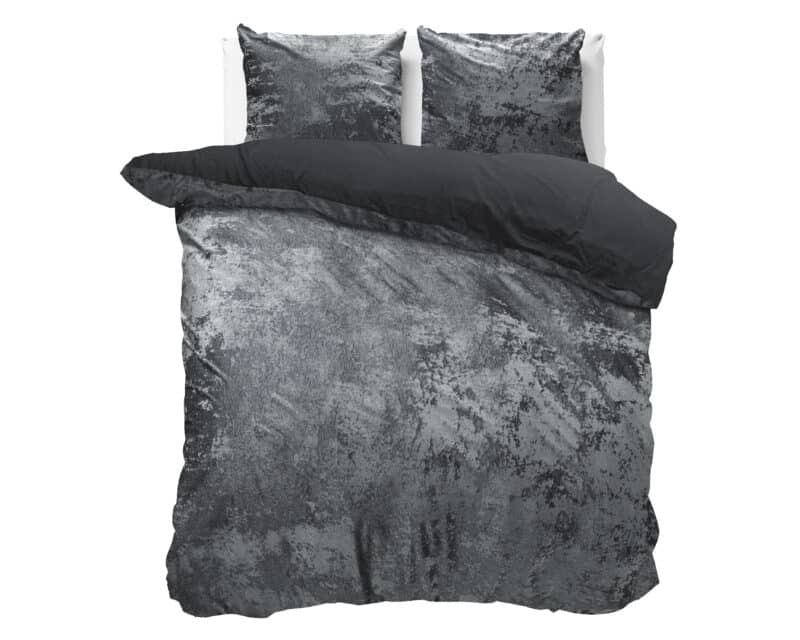 Dekbedovertrek Crushed Velvet Katoen Volcanic Antraciet - Afbeelding 3