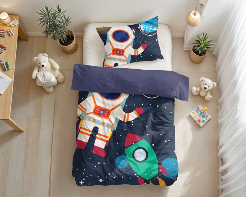 Dekbedovertrek Space man 2 Blauw - Afbeelding 2