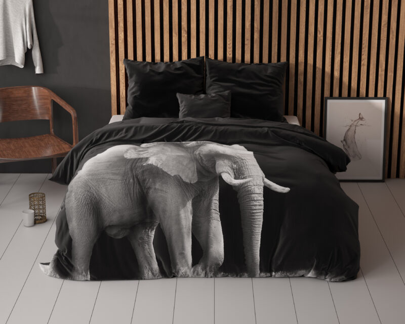 Dekbedovertrek Elephant Zwart - Afbeelding 2