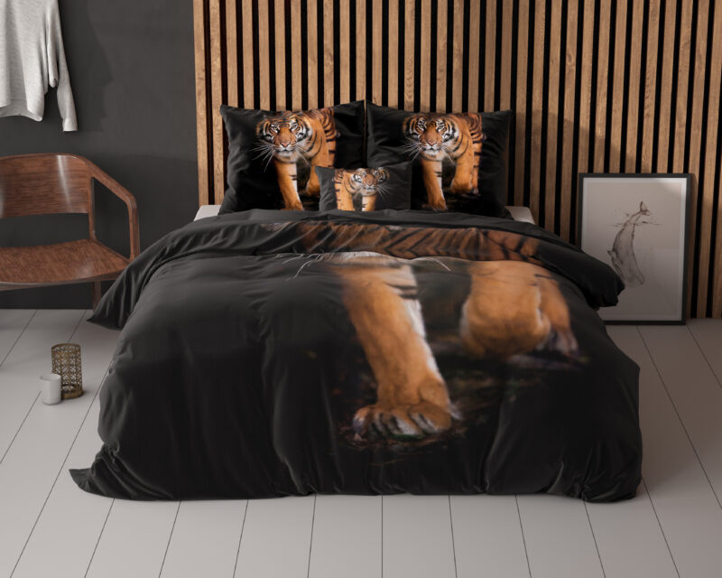 Dekbedovertrek Tiger icon Zwart - Afbeelding 2