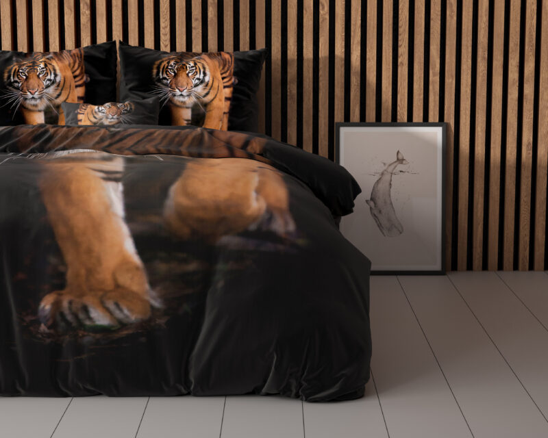 Dekbedovertrek Tiger icon Zwart - Afbeelding 3