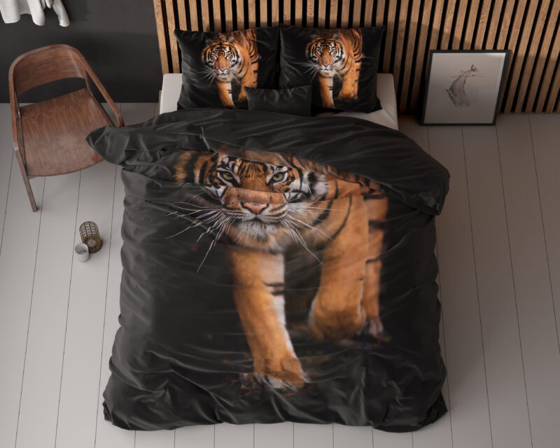 Dekbedovertrek Tiger icon Zwart - Afbeelding 5