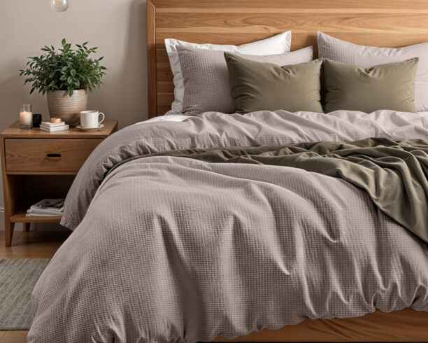 Dekbedovertrek Waffle Taupe