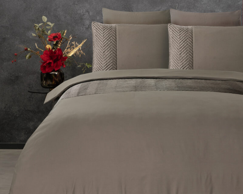 Dekbedovertrek Velvet Crossline Taupe