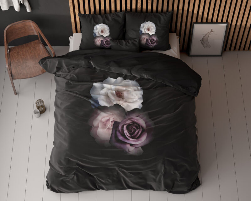 Dekbedovertrek Deep Flowers Zwart
