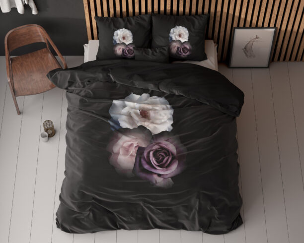Dekbedovertrek Deep Flowers Zwart