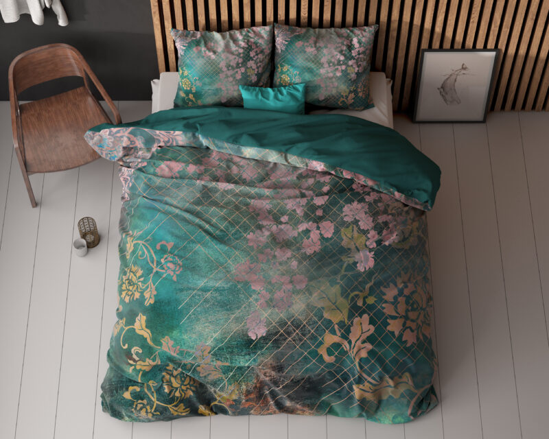 Dekbedovertrek Raddison Flower Groen