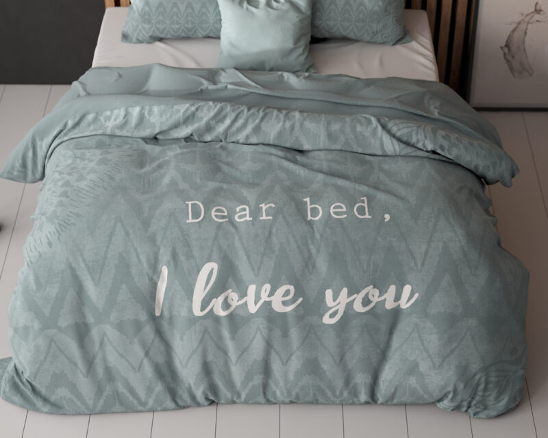 Dekbedovertrek I Love Bed Groen - Afbeelding 4