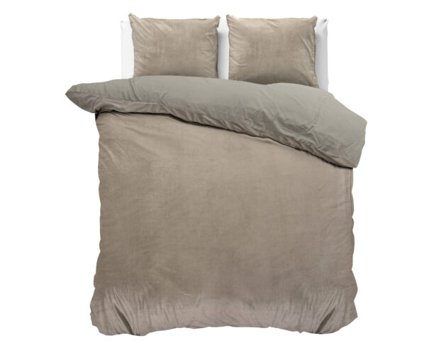 Velvet Uni Dekbedovertrek Taupe/Grijs